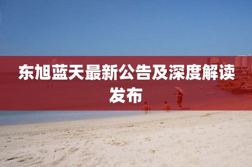 东旭蓝天最新公告及深度解读发布
