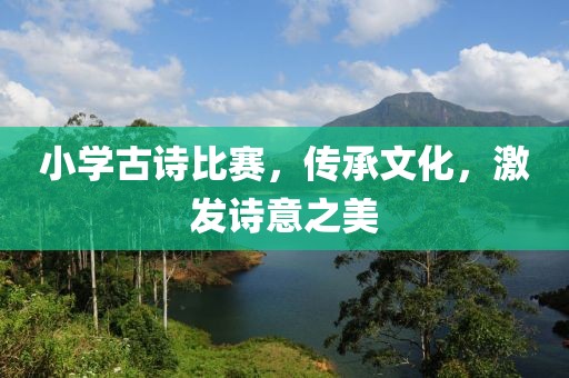 小学古诗比赛，传承文化，激发诗意之美