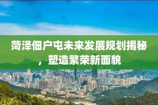 菏泽佃户屯未来发展规划揭秘，塑造繁荣新面貌
