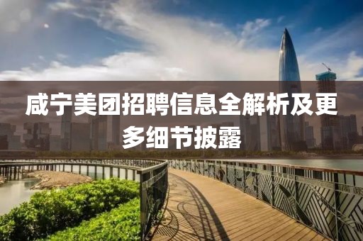 咸宁美团招聘信息全解析及更多细节披露