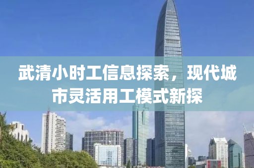 武清小时工信息探索，现代城市灵活用工模式新探