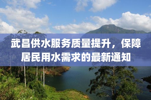 武昌供水服务质量提升，保障居民用水需求的最新通知