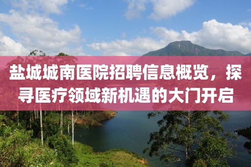盐城城南医院招聘信息概览，探寻医疗领域新机遇的大门开启
