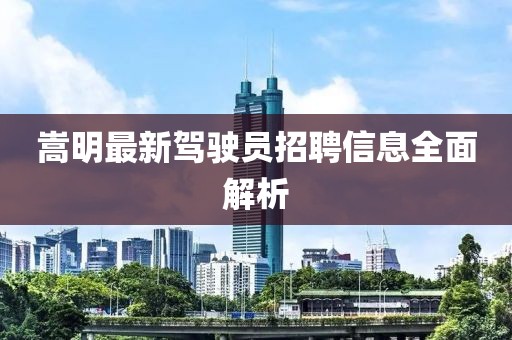 嵩明最新驾驶员招聘信息全面解析