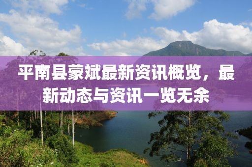 平南县蒙斌最新资讯概览，最新动态与资讯一览无余