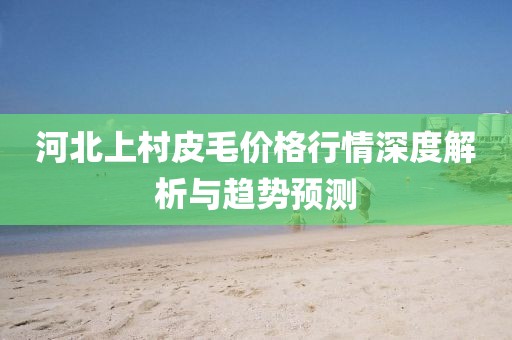 河北上村皮毛价格行情深度解析与趋势预测