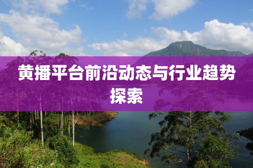 黄播平台前沿动态与行业趋势探索