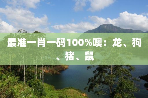 最准一肖一码100%噢：龙、狗、猪、鼠