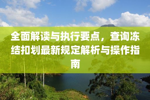 全面解读与执行要点，查询冻结扣划最新规定解析与操作指南