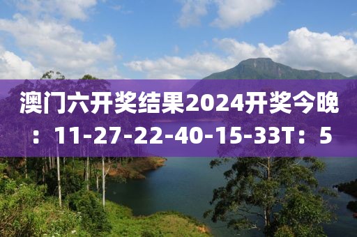 澳门六开奖结果2024开奖今晚：11-27-22-40-15-33T：5