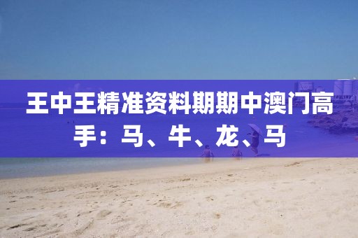 王中王精准资料期期中澳门高手：马、牛、龙、马