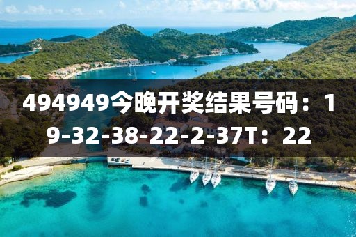 494949今晚开奖结果号码：19-32-38-22-2-37T：22