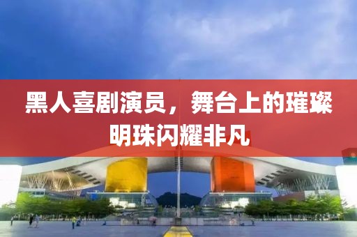 黑人喜剧演员，舞台上的璀璨明珠闪耀非凡