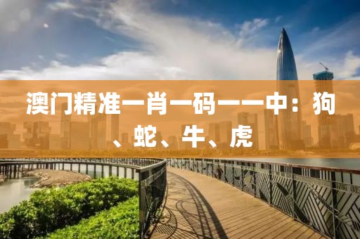澳门精准一肖一码一一中：狗、蛇、牛、虎