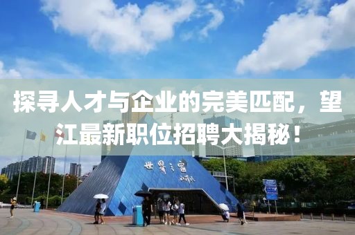 探寻人才与企业的完美匹配，望江最新职位招聘大揭秘！