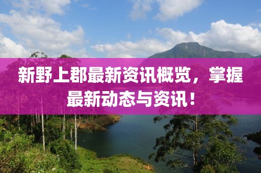 新野上郡最新资讯概览，掌握最新动态与资讯！