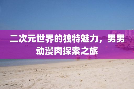 二次元世界的独特魅力，男男动漫肉探索之旅