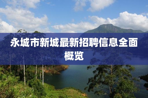永城市新城最新招聘信息全面概览