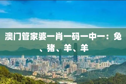 澳门管家婆一肖一码一中一：兔、猪、羊、羊