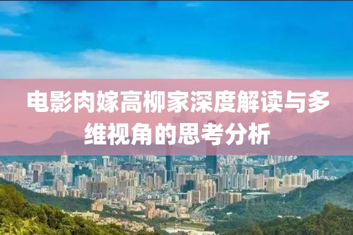 电影肉嫁高柳家深度解读与多维视角的思考分析