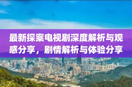 最新探案电视剧深度解析与观感分享，剧情解析与体验分享