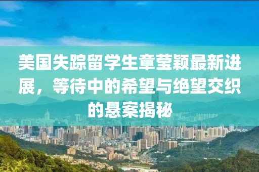 美国失踪留学生章莹颖最新进展，等待中的希望与绝望交织的悬案揭秘