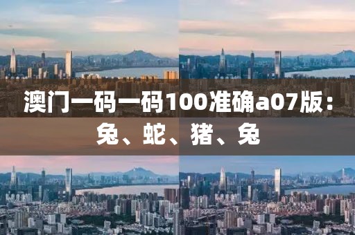 澳门一码一码100准确a07版：兔、蛇、猪、兔