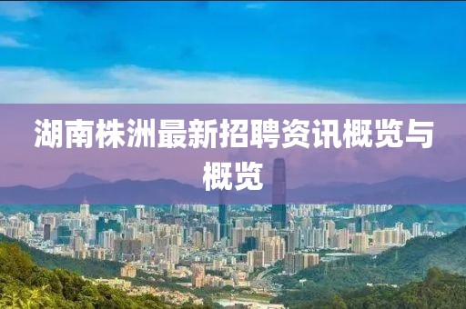湖南株洲最新招聘资讯概览与概览