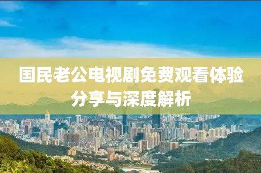 国民老公电视剧免费观看体验分享与深度解析