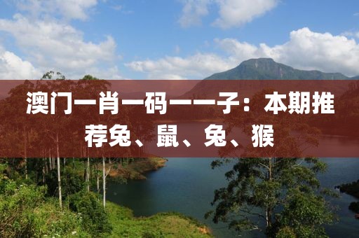 澳门一肖一码一一子：本期推荐兔、鼠、兔、猴