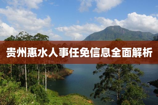 贵州惠水人事任免信息全面解析