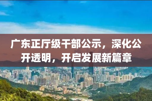 广东正厅级干部公示，深化公开透明，开启发展新篇章
